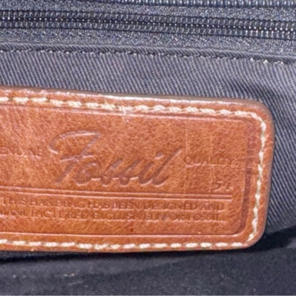 Fossil Vintage Y2K Crossbody Bag Charcoal Gray Canvas & Brown Leather Handbag - Picture 9 of 14